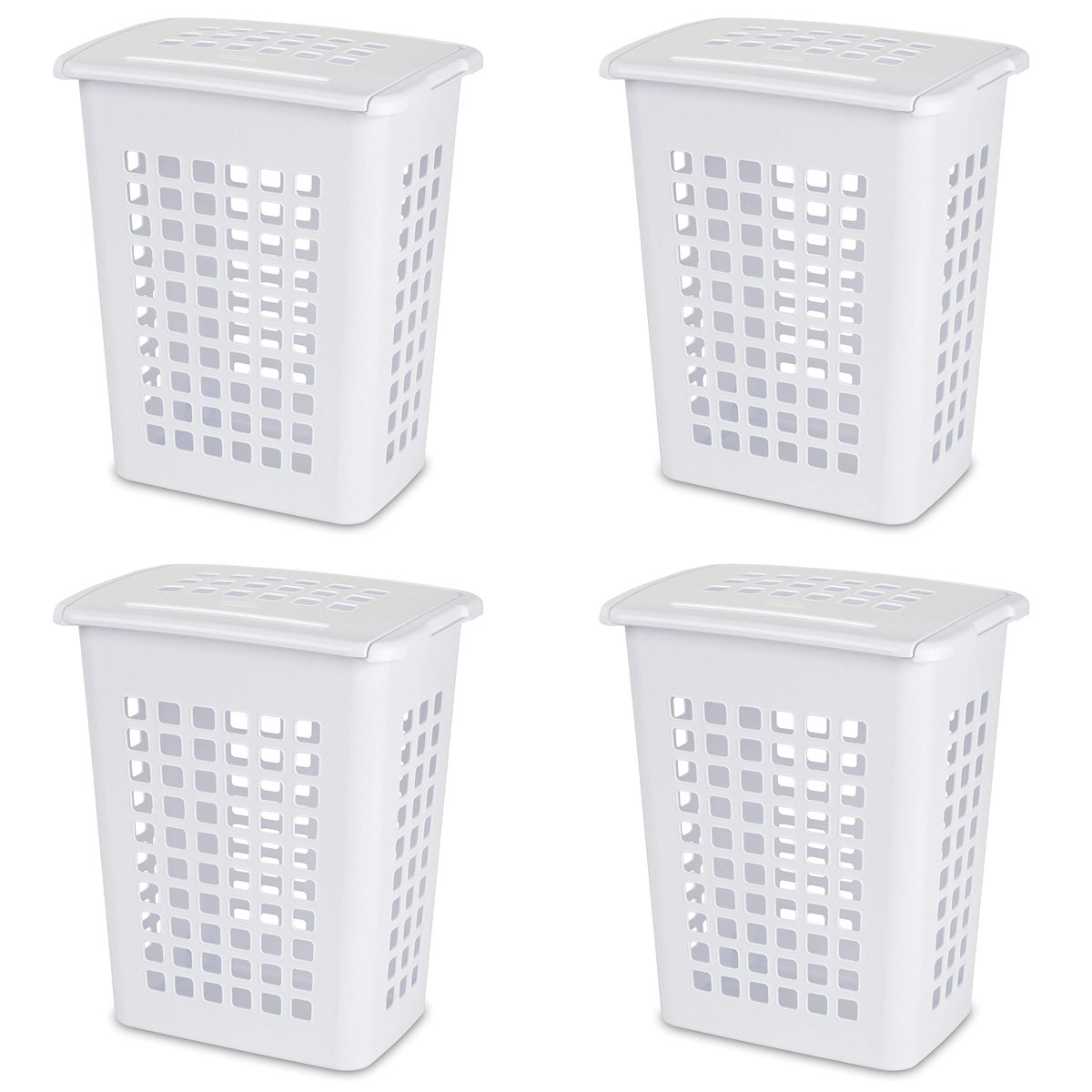 Sterilite Rectangular LiftTop Plastic Laundry Hamper Basket Bin w/ Lid